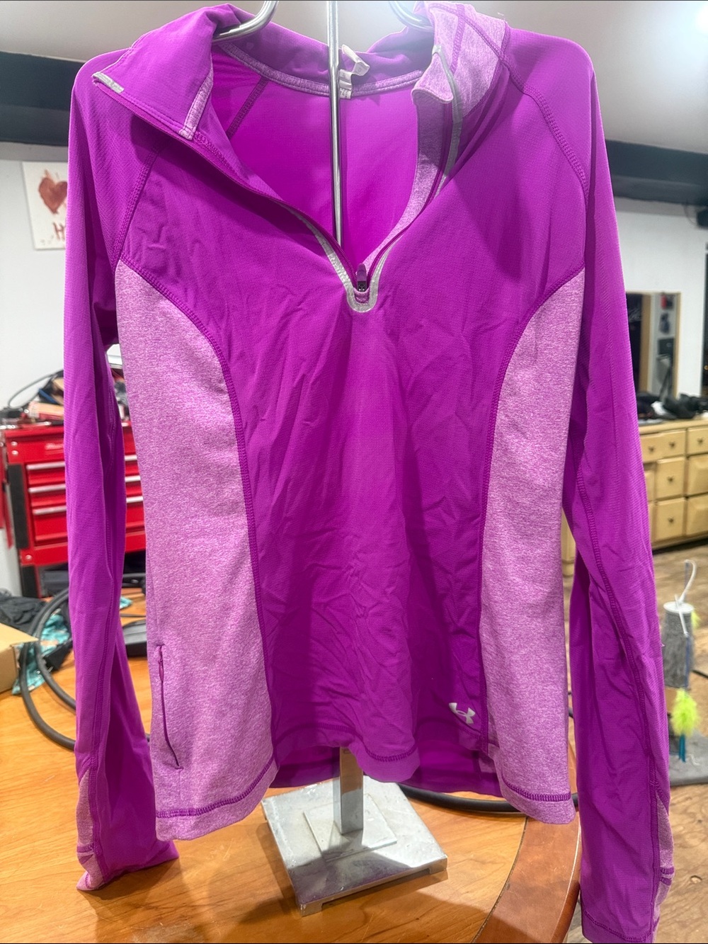 Under Armour Women's Two-Tone Magenta/Purple Half-Zip Hooded Utility Jacket